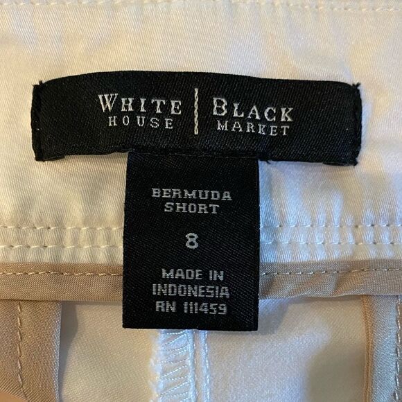 WHBM Sz 8 White Bermuda Side Pocket Front Zip Button Summer Athletic Shorts - Picture 4 of 6